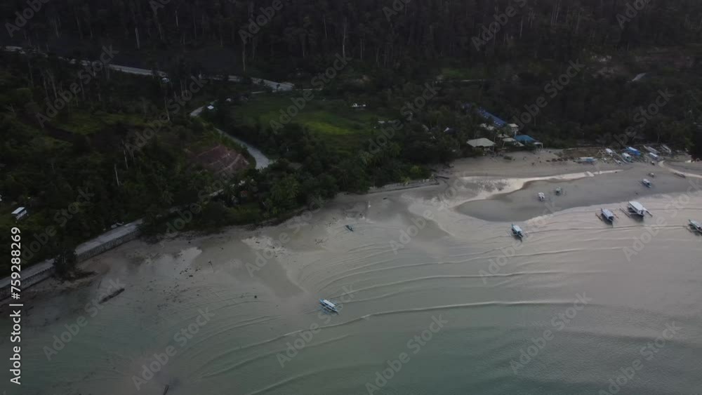 Aerial video over beaches and islands in San Vicente region Philippines Palawan Island Aerial video over beaches and islands in San Vicente region Philippines Palawan Island