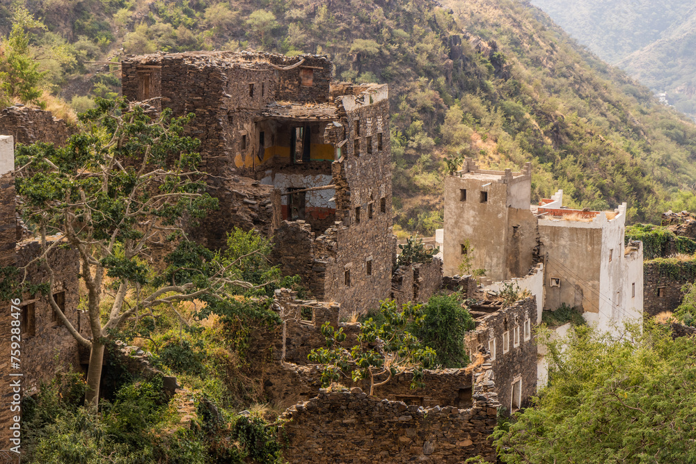 Ruins of ancient Rijal Alma village, Saudi Arabia