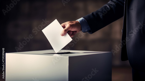 Woman putting a ballot into a voting box.