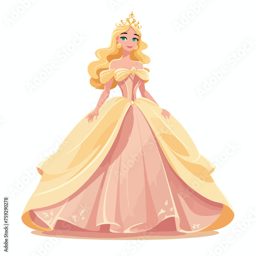 princess flat vector illustration isloated on white