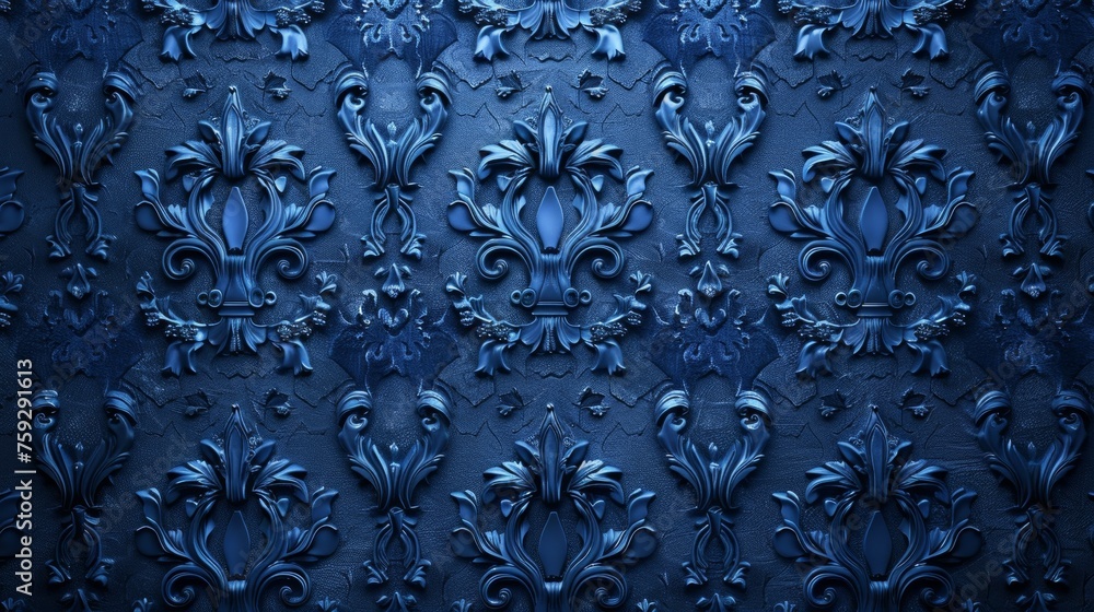 A blue background with ornate designs on it, AI