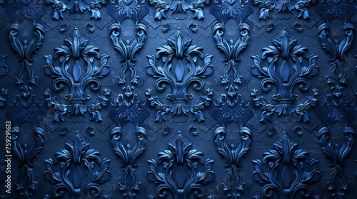 A blue background with ornate designs on it, AI