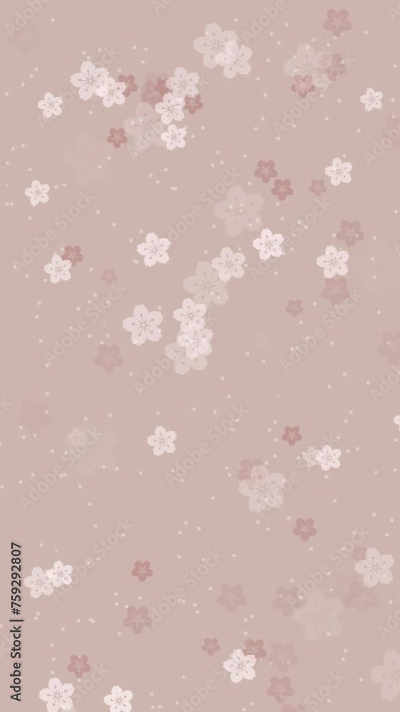 Abstract floral pattern vertical video background with animated sakura flowers cherry blossoms falling on tender beige backdrop. Elegant pastel color animation for japanese or springtime concept. Abstract floral pattern vertical video background with animated sakura flowers cherry blossoms falling on tender beige backdrop. Elegant pastel color animation for japanese or springtime concept.