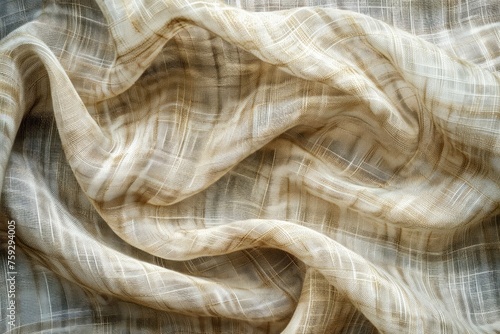 Elegant Beige Silken Fabric Texture with Luxurious Wavy Drapery and Soft Abstract Background for Design