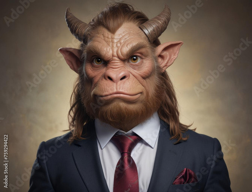 Mythical Dwarf in Suit with Artistic Flair and Professional Lighting Gen AI photo