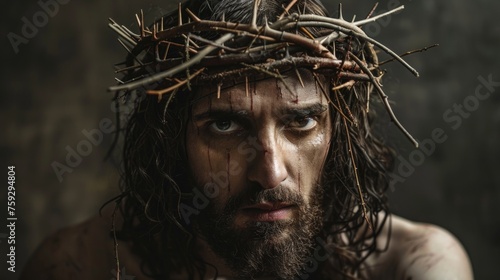 Jesus Christ with a crown of thorns generative ai