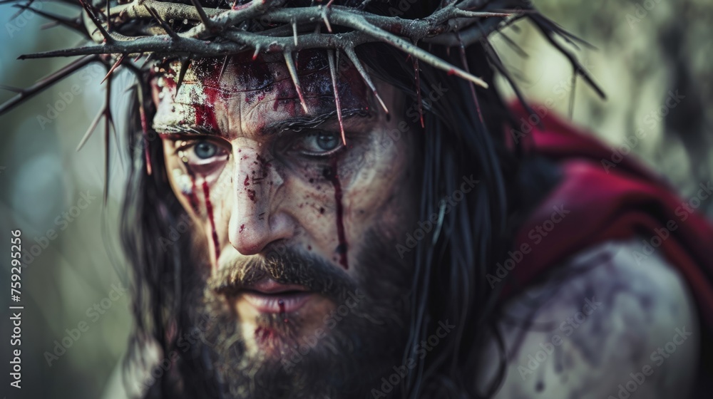 Jesus Christ with a crown of thorns generative ai Jesus Christ with a crown of thorns generative ai