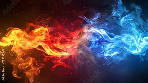 Two different colors of fire are shown in this image, AI