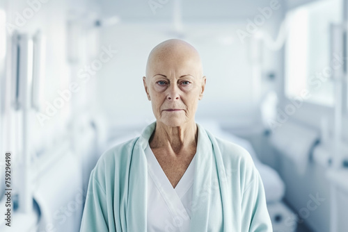 Portrait of a happy  elderly woman in a headscarf for cancer patients  recovering from illness