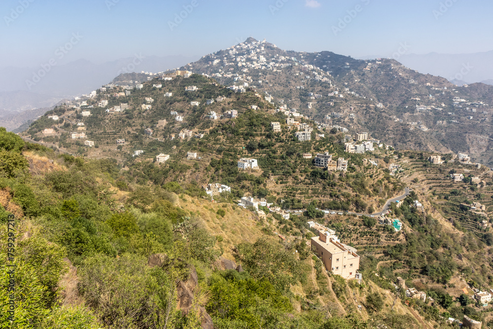 View of hilltop Fayfa village, Saudi Arabia