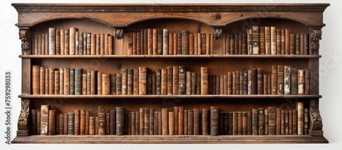 Old wooden book shelf on white background