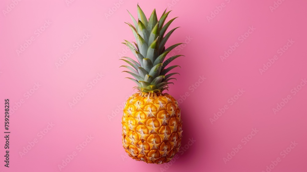 A pineapple on a pink background with the top cut off, AI A pineapple on a pink background with the top cut off, AI