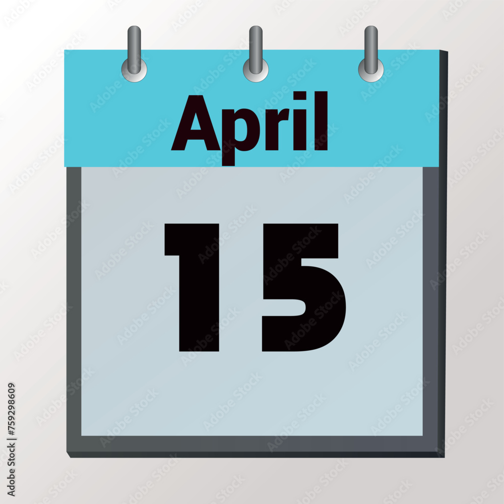 vector calendar page with date April 15, light colors vector calendar page with date April 15, light colors
