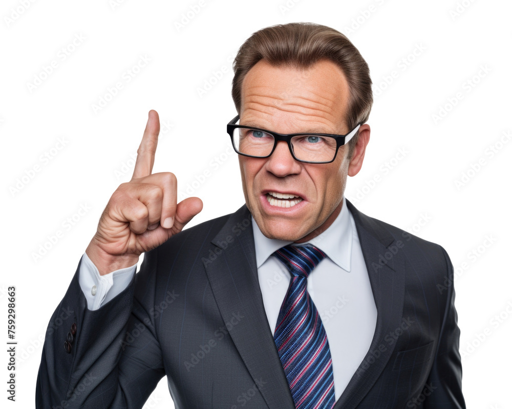 Business man serious emotions in transparent background Business man serious emotions in transparent background