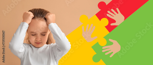 Sad little girl with autist...