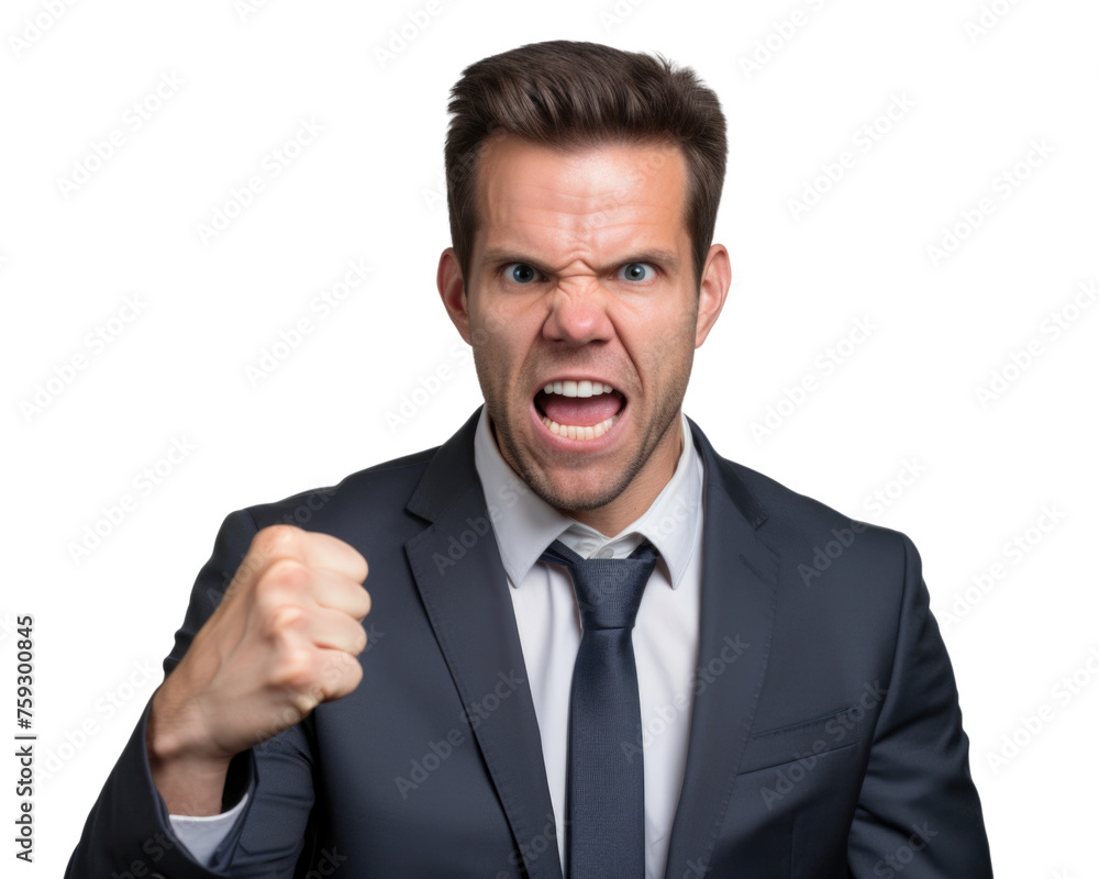 Business man serious emotions in transparent background Business man serious emotions in transparent background