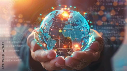 Global network connection covering earth. Global business and technology concept. Concept of international trading