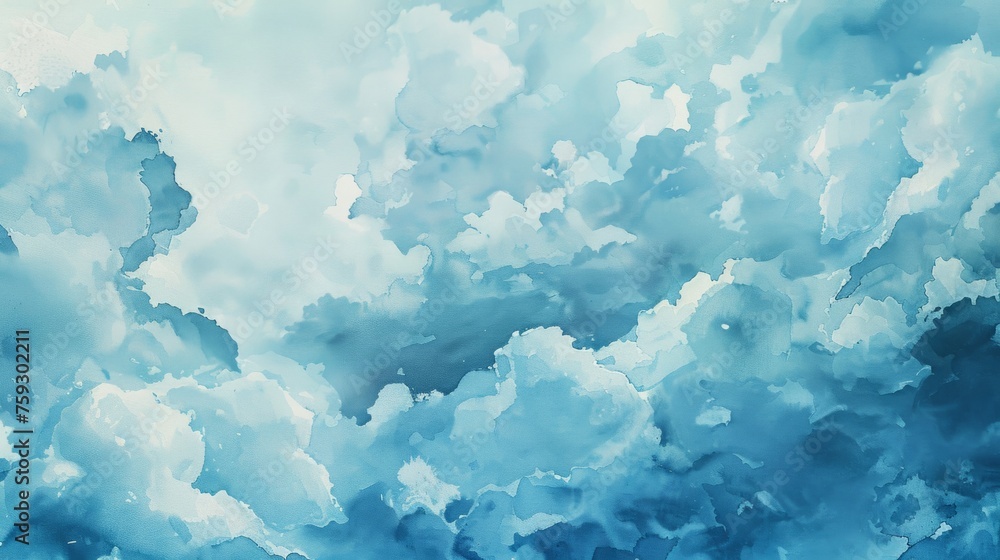 Fluffy, spreading clouds on a blue background. generative ai Fluffy, spreading clouds on a blue background. generative ai