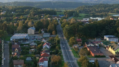 Beautiful Road Mountains Lesko Aerial View Poland photo