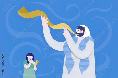 Yom Kippur- blowing the horn photo