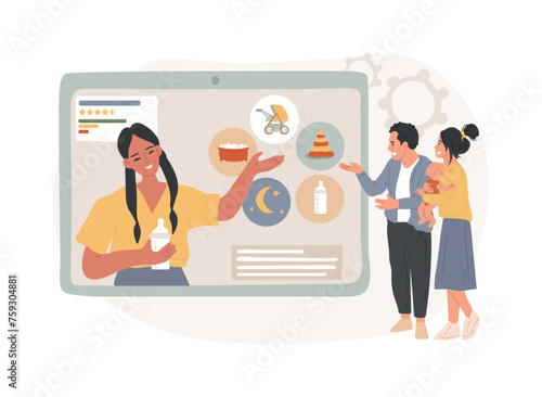Child care online platform isolated concept vector illustration. Daycare center search platform, babysitter online catalog, find child care service, information for parents vector concept.
