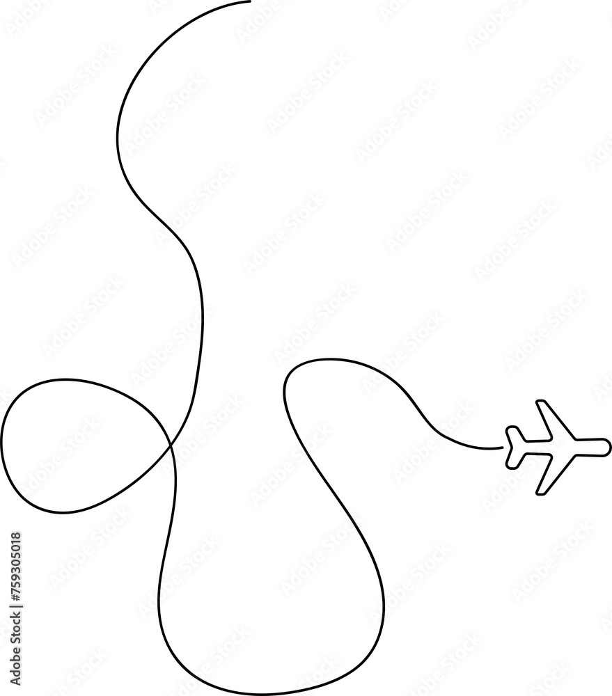 Obraz premium Airplane line path icon, airline, flight