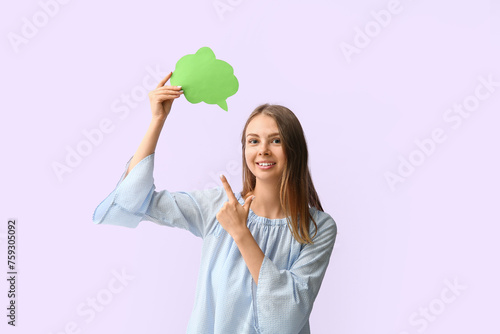 Pretty young woman pointing...