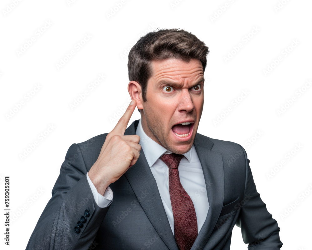 Business man serious emotions in transparent background Business man serious emotions in transparent background
