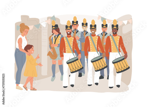 Parade isolated concept vector illustration. National holiday parade, massive celebration, procession of people, peaceful march, human crowd, mass event, festival tradition vector concept.