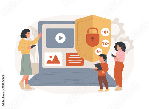 Parental control software isolated concept vector illustration. Internet security software, restricted access for children, parental control, media content limitation technology vector concept.