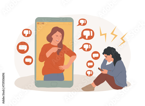 Internet criticism isolated concept vector illustration. Social media behavior, hate speech, comments and share, negative opinion, troll message, fake profile, anonymous vector concept.