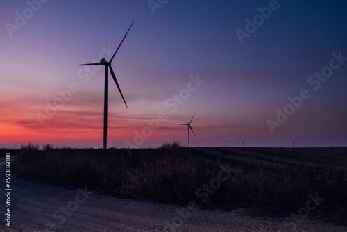 Wind Turbines at Sunset  photo