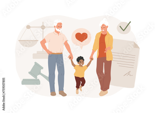 Guardianship isolated concept vector illustration. Child custody, legal guardian authority, stepfather stepmother, foster care parent, family lawyer, happy parenting, adoption vector concept.