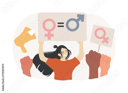 Feminism isolated concept vector illustration. Girl power, gender equality, feminism movement, women equal rights, female riot, feminists protest, social organization, ideology vector concept.
