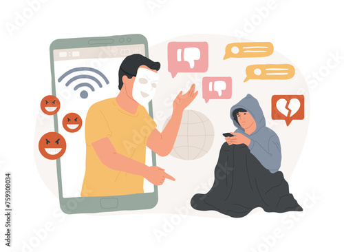 Internet criticism isolated concept vector illustration. Social media behavior, hate speech, comments and share, negative opinion, troll message, fake profile, anonymous vector concept.