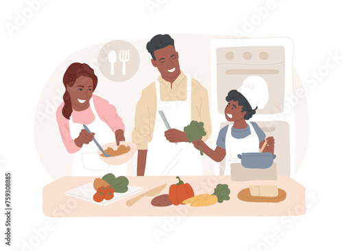 Quarantine cooking isolated concept vector illustration. Family recipe, cook at home, homemade food, culinary skills, social distancing, stress relief, watch video tutorial vector concept.