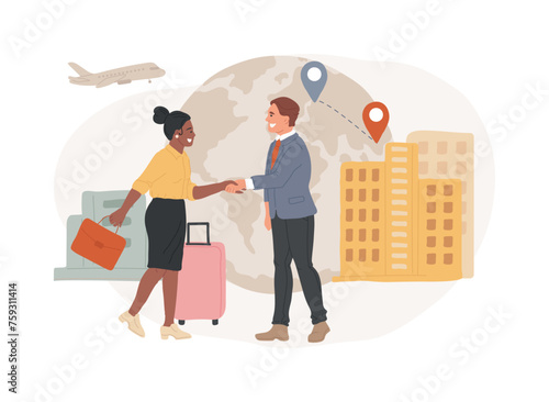 Occupational migration isolated concept vector illustration. Application form, work and travel, crowd of refugees, child migrant workers, foreign citizens, people arriving vector concept.