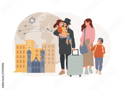 Diaspora isolated concept vector illustration. Jewish diaspora, forced movement, star of david, living outside, ethnic religious group, jewish communities, foreigners group vector concept.
