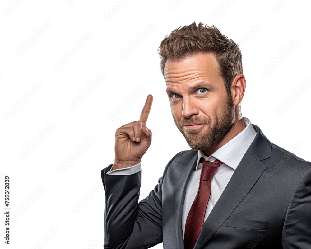 Business man serious emotions in transparent background Business man serious emotions in transparent background