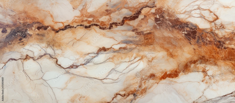 Marble texture background with brown curly veins for interior home decoration ceramic tile surface.