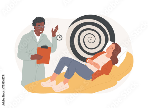 Hypnosis practice isolated concept vector illustration. Altered state of mind, hypnosis treatment services, psychiatry practice, reduced peripheral awareness, medical trance vector concept.