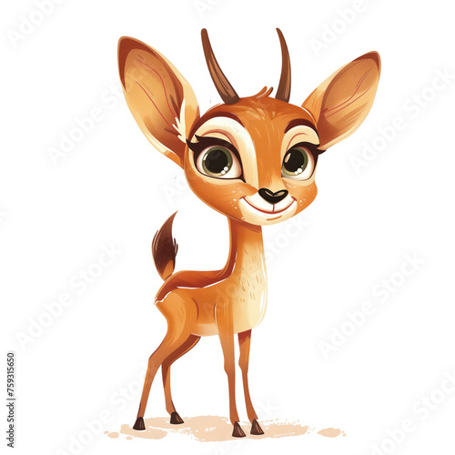 Cute Funny Cartoon Antelope, Illustration for Children Book, Generative AI