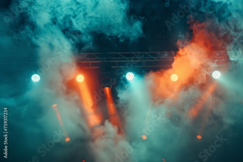 Concert stage with smoke and light show