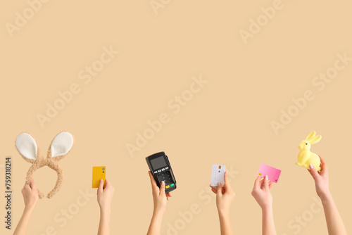Women with payment terminal...