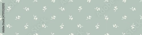 Modern botanical minimal wildflower vector border. Summer gender neutral pressed flower silhouette banner. Simple nature floral paper cut out ribbon for wedding, hedgerow decor repeat tile.