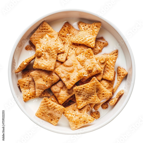 cinnamon toast crunch mix with milk on white transparent background