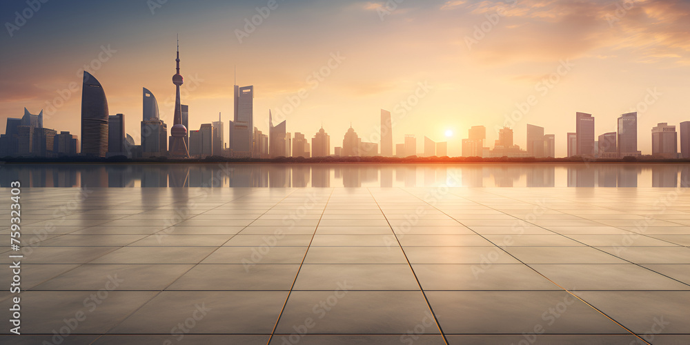 Complexity Background, A majestic city skyline during the golden hour, Building City And Sunrise, sunrise country, Business City, Generative AI - obrazy, fototapety, plakaty 