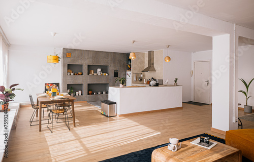 Cozy apartment kitchen with dinning table