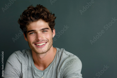 A man with curly hair is smiling and wearing a grey shirt © MagnusCort