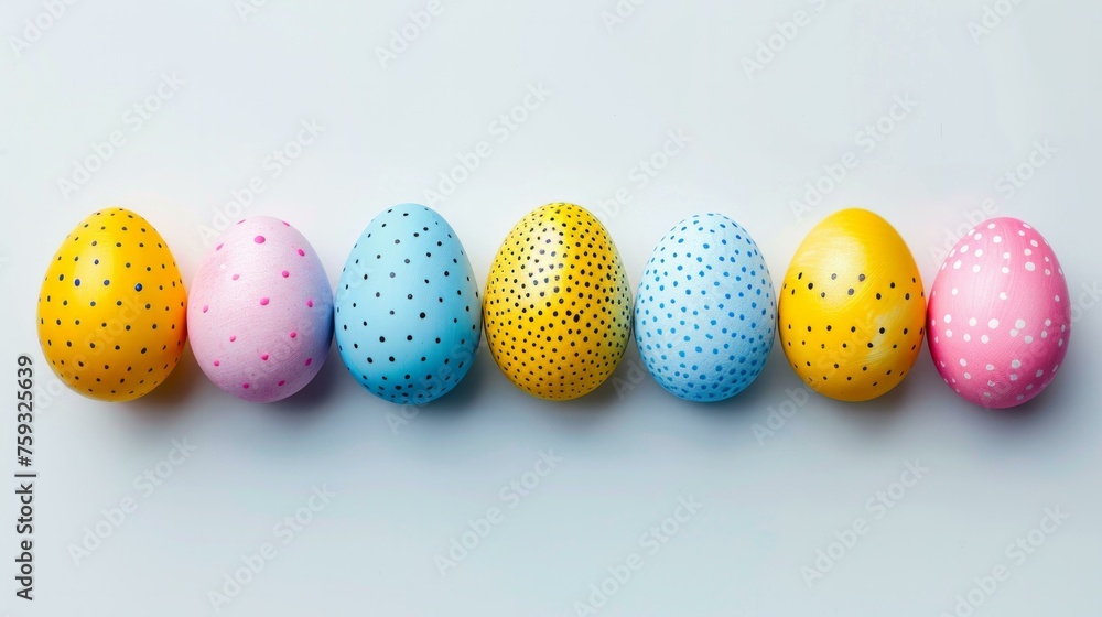 Colorful Easter eggs arrayed against a pristine white backdrop, ready for the holiday celebration, AI Generative Colorful Easter eggs arrayed against a pristine white backdrop, ready for the holiday celebration, AI Generative